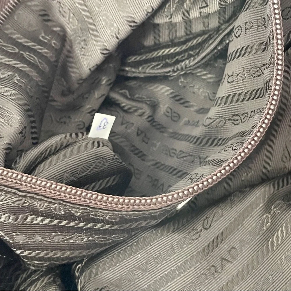 Prada tan Tessuto sport nylon triangle logo small zip tote bag